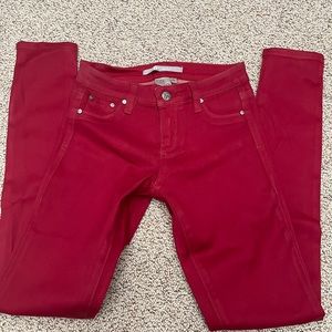 Red coated jeans